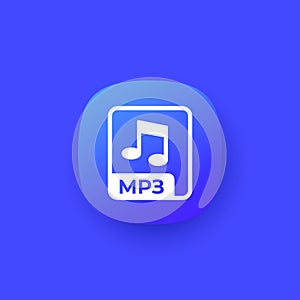 mp3 file icon, lossy audio format vector