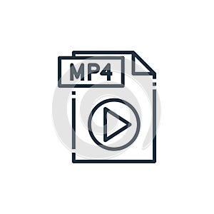 mp file vector icon isolated on white background. Outline, thin line mp file icon for website design and mobile, app development.