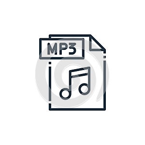 mp file vector icon isolated on white background. Outline, thin line mp file icon for website design and mobile, app development.