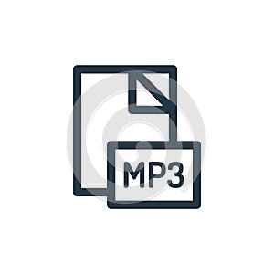 mp file vector icon isolated on white background. Outline, thin line mp file icon for website design and mobile, app development.
