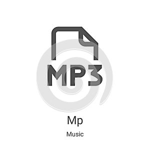 mp icon vector from music collection. Thin line mp outline icon vector illustration. Linear symbol for use on web and mobile apps