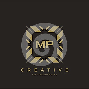 MP initial letter luxury ornament monogram logo template vector