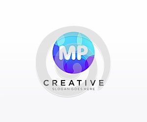 MP initial logo With Colorful Circle template vector