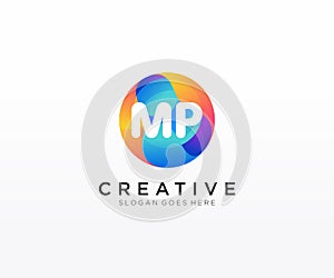 MP initial logo With Colorful Circle template vector