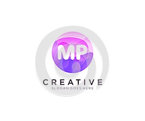 MP initial logo With Colorful Circle template vector