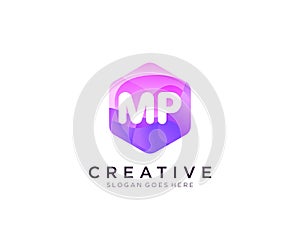 MP initial logo With Colorful Hexagon Modern Business Alphabet Logo template vector
