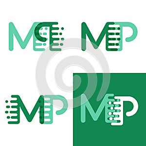 MP letters logo with accent speed in light green and dark green