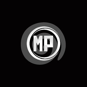 MP logo initial letter monogram with circle slice rounded design template