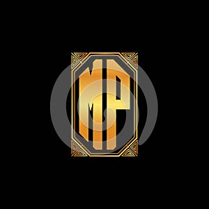 MP Logo Letter Geometric Golden Style