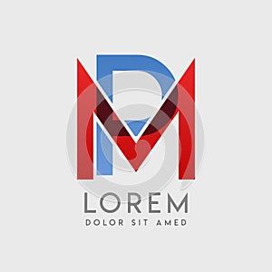 MP logo letters with blue and red gradation