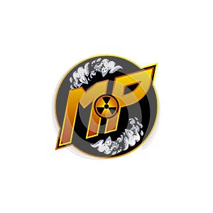 MP Logo Monogram ESport Gaming with Gas Shape Design