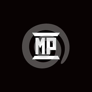 MP Logo monogram with pillar shape designs template