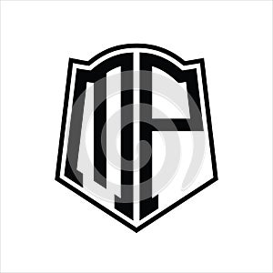 MP Logo monogram with shield shape outline design template