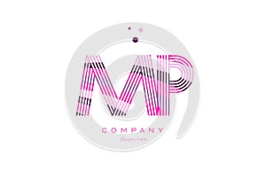 mp m p alphabet letter logo pink purple line icon template vector