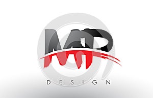 MP M P Brush Logo Letters with Red and Black Swoosh Brush Front