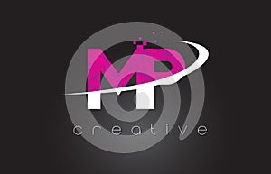 MP M P Creative Letters Design With White Pink Colors