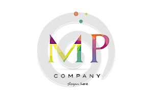 mp m p creative rainbow colors alphabet letter logo icon