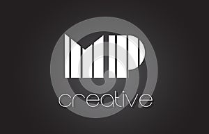 MP M P Letter Logo Design With White and Black Lines. photo