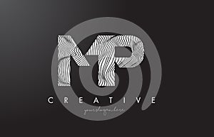 MP M P Letter Logo with Zebra Lines Texture Design Vector.