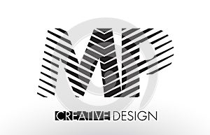 MP M P Lines Letter Design with Creative Elegant Zebra