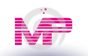 mp m p pink purple line stripe alphabet letter logo vector template