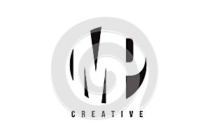 MP M P White Letter Logo Design with Circle Background. photo