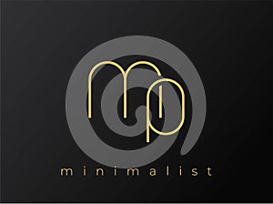 MP Minimalist Logo with Interlocking Shapes on Solid Black Background
