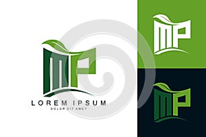 MP monogram leaf logo. natural organic premium vector design template