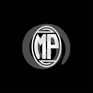 MP monogram logo isolated on oval rotate shape