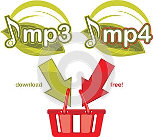 Mp3 and mp4 download free. Icon for design photo