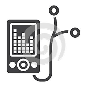 Mp player device glyph icon, fitness and audio