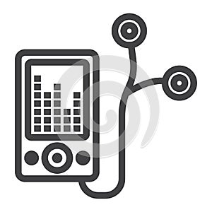 Mp player device line icon, fitness and audio,