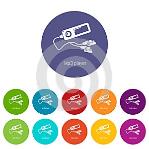 Mp3 player icons set vector color