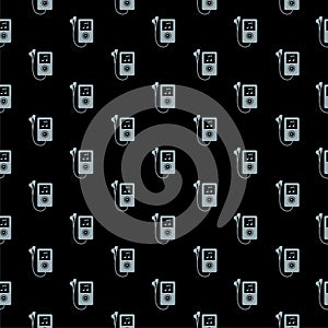 Mp3 player seamless pattern isolated on black background