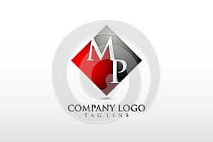 MP, PM letter company logo design vector