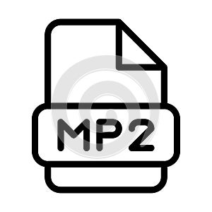 Mp2 File Icon. Type Files Sign outline symbol Design, Icons Format Type Data. Vector Illustration