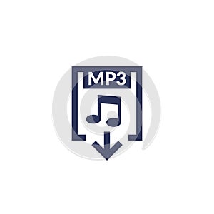 mp3 file download icon, lossy audio format vector