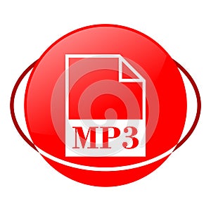 Mp3 file vector illustration, Red icon