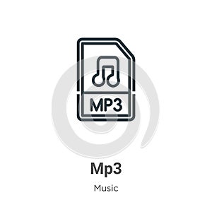 Mp3 outline vector icon. Thin line black mp3 icon, flat vector simple element illustration from editable music concept isolated on