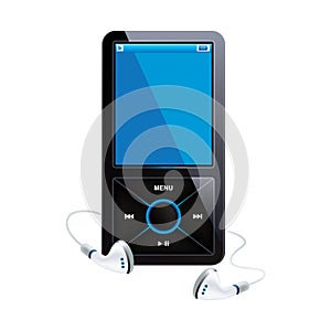 Mp3 player and earphones photo