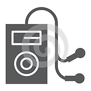 Mp3 player glyph icon, audio and sound, music player sign, vector graphics, a solid pattern on a white background.