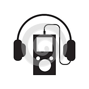 Mp3 player with headphones icon vector sign and symbol isolated