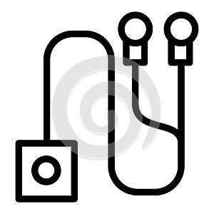 Mp3 player with headphones line icon. Audio vector illustration isolated on white. Sound outline style design, designed