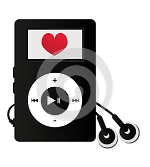 Mp3 player with heart - love listening to music