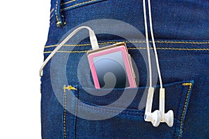 MP3 player in jeans pocket