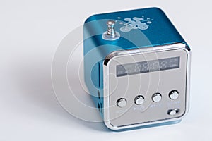 Mp3 radio player box blue antenna