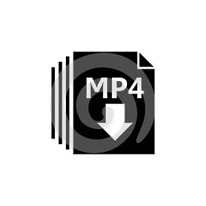 MP4 file document icon, Download MP4 button icon