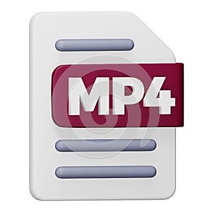 Mp4 file format 3d rendering isometric icon.