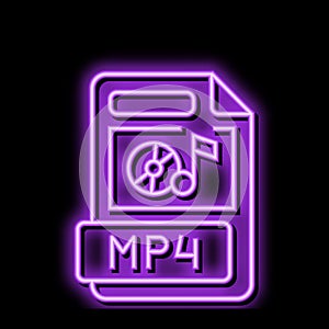 mp4 file format document neon glow icon illustration