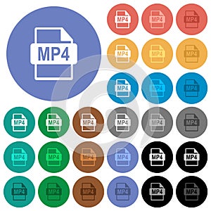 MP4 file format round flat multi colored icons